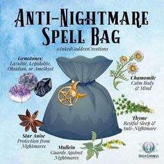 Things To Put Under Your Pillow, Nightmare Spell Witchcraft, Witchy House Keeping, Ward Off Bad Dreams, Under Pillow Spells, Herbs For Nightmares, Sleep Spell For Others, Nightmare Protection Spell, Spell Jar For Nightmares