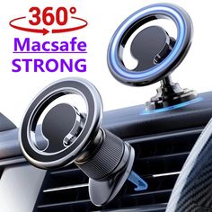 an image of a car dashboard holder with the text macsafe strong on it