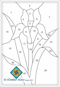 the color by number flower is shown in this coloring page for adults and young children