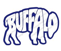 the word buffalo in blue and white