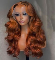 Lace Front Wigs Ginger, Dyed Hair Multicolor, Human Hair Wig Styles, Wig Color Ideas Black Women, Ginger Body Wave, Chestnut Hair Color, Ginger Hair Color, Copper Brown, Have Inspiration