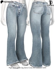 two mannequins wearing high waist jeans and white shirts