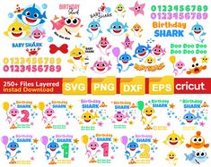 the birthday shark svg files are available for all ages and abilitiess to use