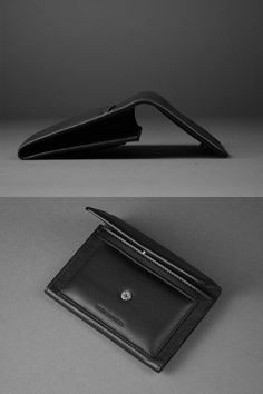 Leather envelope wallet, handcrafted with clean lines in smooth black calfskin. Bucket Boots, Inside Shop, Icon Shoes, Leather Envelope, Envelope Wallet, Handbag Accessories, Accessories Shop, Snap Button