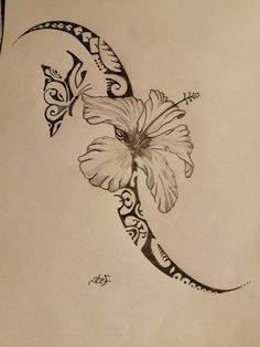 a drawing of a flower on top of a crescent with the letter c in it