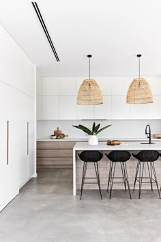 the kitchen is clean and ready to be used as a dining room or office space