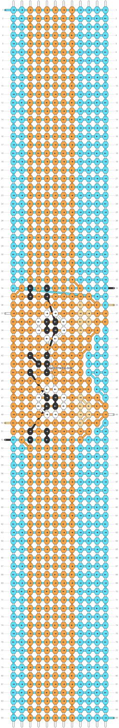 a cross stitch pattern with an orange, blue and black stripe on the bottom half