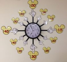 a clock with mickey mouse numbers on it