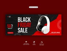 a black friday sale banner with headphones