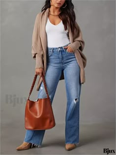 Bjux - Womens Plus Size Solid Bat Sleeve Casual Cardigan with Open Front, Slight Stretch Plus Size Fall Winter Outfits, Fall Plus Size Fashion, Fall Winter Outfits Over 40, Winter Outfit Plus Size, Everyday Long Sleeve Fall Cardigan, Casual V-neck Fall Kimono, Plus Size Winter Fashion, Wide Leg Jeans Outfit Winter, Affordable V-neck Cardigan For Fall