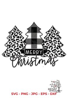 the merry christmas svg file is shown in black and white, with leopard print on it