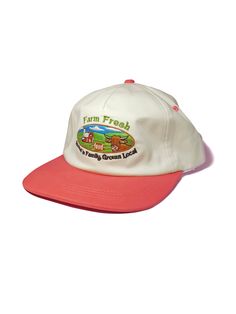 Embrace the charm of local with our "Farm Fresh" two-tone 5-Panel Hat. This crisp white cap, adorned with a "Farm Fresh" embroidered logo, celebrates the heart and soul of family-run farms and homegrown goodness. Crafted for comfort and style, it's perfect for market days, farm visits, or everyday wear. Show your support for local agriculture and sustainable living with every wear. Ideal for farm enthusiasts and those who cherish community spirit. Grab yours now and wear your values proudly!  -C Vintage White 5-panel Trucker Hat, Retro White Six-panel Hat, Retro White Six-panel Trucker Hat, Retro White 5-panel Hat, Retro White 5-panel Snapback Hat, Fresh Hat, Farm Visit, 5 Panel Hat, Panel Hat