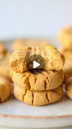 cookies stacked on top of each other with a video coming out of the middle one