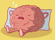 a cartoon brain laying on top of a pillow