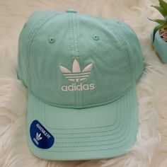 Adidas Trefoil Mint Green Teal Strap Dad's Hat Cap 210725bk Preppy Hat, Adidas Bucket Hat, Adidas Beanie, Adidas Cap, Navy Cap, Look Adidas, Adidas Hat, Army Cap, Mint And Navy