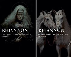 two covers of the book rhianon and goddess of sovereign & horses