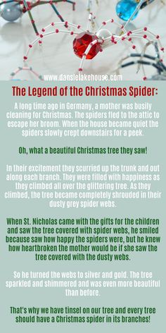 the legend of the christmas spider is shown in this poster with instructions for how to use it