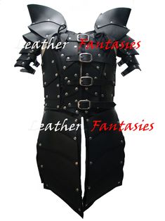 Genuine Leather Armor for Larp enthusiast Armor With Shoulder Pauldrons/Real leather Black Armor & Pauldrons For Cosplay/Halloween costume Medieval Armor Made up of 100% Genuine Black Leather THIS BEAUTIFUL ARMOR & PAULDRONS IS A NEW ADDITION AND ITS UNIQUENESS WILL MAKE YOU STAND OUT FROM THE CROWD. It Covers the Chest & Shoulders It have Shoulders Pauldrons Front Panel Have 4 Stylish Buckle Belt Closure Shoulders have also 2 think buckle belt closure Armor each side has Lace up Clo Black Armor, Leather Armor, Medieval Armor, Cosplay Halloween, Armors, Arab Emirates, Buckle Belt, United Arab Emirates, Adult Costumes