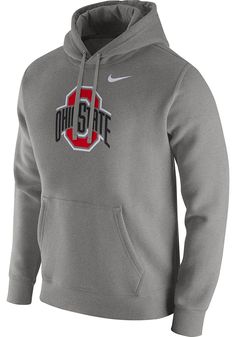 Put your Buckeyes spirit on display in this Ohio State Buckeyes Long Sleeve Hoodie! You'll be cozy on game day in this The Ohio State University Mens Grey Club Hooded Sweatshirt. This Buckeyes Long Sleeve Hoodie features a screen print of Ohio State logo on center chest. Wear your Ohio State Buckeyes spirit with pride in this great Mens Hooded Sweatshirt! Screen printed team logo on center chest, Tapered sleeves, Heightened hood, Front kangaroo pocket, Trademark swoosh printed on upper left ches Ohio State Logo, Collegiate Style, Cotton Club, Oklahoma Sooners, Hooded Sweatshirt Men, Ohio State Buckeyes, Mens Hooded, Fit Style, Ohio State