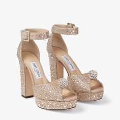 Honey Gold Suede Platform Sandals with Crystals | SOCORIE 120 | Summer 2022 collection | JIMMY CHOO Jimmy Choo Gold, Footwear Design Women, Jimmy Choo Shoes, Designer Boots, Stylish Sneakers, Bridal Shoes, Ankle Strap Sandals, Luxury Shoes, Cute Shoes