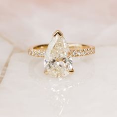 3.28 CT Pear Hidden Halo & Pave G/VS1 Diamond Engagement Ring 1 Pear Hidden Halo, Pear Cut Diamond Ring, Ring Teardrop, Pear Diamond Engagement Ring, Vs1 Diamond, Moissanite Necklace, Pave Engagement Ring, Gold Ring Designs, Engagement Ring Diamond Cut