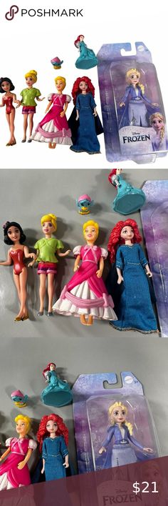 Disney Princess Dolls Elsa Cinderella Merida Polly Pocket Dolls Snow White Toy Polly Pocket Dolls, Disney Princess Dolls, Princess Dolls, Polly Pocket, Cinderella, Snow White, Disney Princess