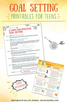 the goal setting printables for teens