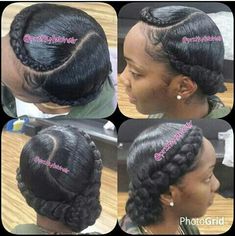 Feed Braids, 2 Goddess Braids, Halo Braid, Black Women Hair, Braided Styles, African Styles, Pelo Afro, Peinados Fáciles Para Cabello Corto