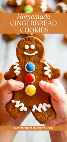 Decorated gingerbread cookies, soft and chewy, great for homemade gifts. Simple Gingerbread Recipe, Soft Gingerbread Cookies Recipe, Soft And Chewy Gingerbread Cookies, Easy Gingerbread Cookie Recipe, Easy Gingerbread Recipe, Homemade Gingerbread Cookies, Gingerbread Cookies Recipe, Easy Gingerbread Cookies