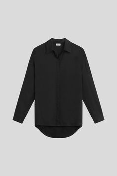 #color_black Oversized Button-up Top With Concealed Placket, Oversized Business Shirt With Button Closure, Oversized Button-up Shirt With Concealed Placket, Oversized Button-up Business Top, Oversized Button-up Tops For Business, Oversized Classic Blouse With Concealed Placket, Oversized Business Tops With Button Closure, Oversized Button-up Blouse With Placket, Oversized Blouse With Lapel Collar For Daywear