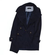 ZARA BASIC Overcoat Jacket Blue Womens M Navy Double-breasted Peacoat For Winter, Navy Long-sleeve Peacoat For Winter, Navy Long Sleeve Winter Peacoat, Blue Pea Coat For Business In Fall, Business Blue Pea Coat For Fall, Fall Blue Sport Coat With Double Button Closure, Blue Double Button Sport Coat For Fall, Blue Business Pea Coat For Winter, Navy Long Sleeve Winter Sport Coat