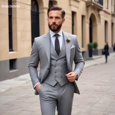 This is new modern Slim fit 3D Cut style which give you look slimmer and smarter. Item Include ( Coat+ Vest+ Pant) Color - grey Jacket and vest are lined with 100% Satin Notch Lapel, Two Pockets at bottom of jacket and one inside. Free Express Shipping all over the world. Fitted Gray Suit For Wedding, Gray Fitted Three-piece Suit, Elegant Gray Fitted Three-piece Suit, Elegant Fitted Gray Three-piece Suit, Gray Tuxedo With Suit Collar For Wedding, Gray Collared Tuxedo For Wedding, Gray Fitted Blazer For Wedding, Fitted Gray Blazer For Wedding, Gray Notch Lapel Blazer For Wedding