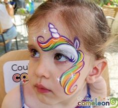 Barbie Face Painting, Barbie Facepainting, Kids Halloween Face Paint, Unicorn Face Paint Easy, Face Paint Unicorn, Facepainting Ideas Easy, Face Painting Rainbow, Kids Face Painting Ideas