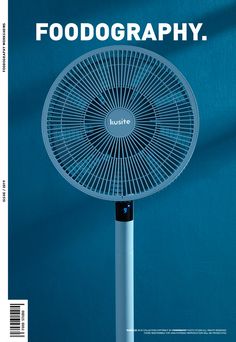 a magazine cover with an image of a fan on the front and side of it