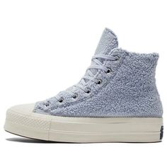 (WMNS) Converse Chuck Taylor All Star Platform High 'Cozy Sherpa - Ghost' 572240C (SNKR/Women's) Sherpa Ghost, All Star Platform, Blue High Tops, Chuck Taylor All Star Lift, Women's Converse, Converse Chuck Taylor All Star, Stylish Sneakers, Womens Converse, Chuck Taylor All Star