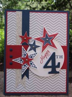 a birthday card with red, white and blue stars