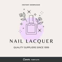 the logo for nailacquer is shown in black and white, with an image of