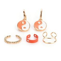 Claires Gold & Orange Faux Hoop Earring, Adult, Cuff/ Latch Closure, 4 Pack, 38820 Unisex Other Stone. Claires Gold and Orange Faux Cartilage Hoop and Yin Yang Earrings Set is a fun addition to your everyday jewelry. This 4-pack includes 3 faux cartilage hoops in gold-tone and orange finishes and 1 set of hoop earrings with a white and orange finish. Stainless steel cuff closure is easy to manage. This cute and stylish design completes any outfit. Treat yourself and express who you really are. T Patriotic Earrings, Silver Circle Earrings, Gold And Orange, Initial Earrings, Cartilage Hoop, Silver Jewelry Earrings, Unisex Gift, White And Orange, Hoop Earring Sets