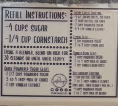 a sign on the side of a building explaining instructions for how to make a cupcake