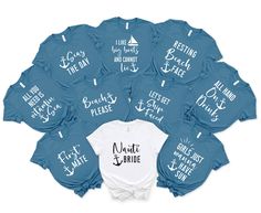 twelve shirts with the names of each bride and groom