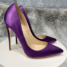 TAAFO Purple Nte Stiletto High Heel Shoessilk Satin Tip High Heel Shoes12cmwedding Low Shoes purple 12cm-33 Purple High Heels, Red Bottom High Heels, Wedding Shoes Bride, Low Shoes, Satin Pumps, Wedding Heels, Stiletto Sandals, Pointed Toe Shoes, Stiletto Pumps