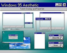 windows 95 aesthetic touch devlay and panel set with blue sky in the back ground