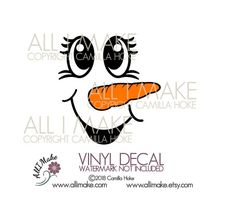 an image of a cartoon face with a carrot in it's mouth and the words vinyl decal watermark not included