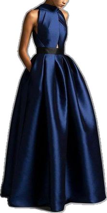 Formal Gown With Pleated Bodice, Classic Formal Gown With Pleated Bodice, Elegant A-line Cocktail Gown, Classic Party Evening Dress With Pleated Bodice, Classic Evening Dress With Pleated Bodice For Party, Chic Solid Color Prom Dress, Formal Satin Evening Dress, Elegant A-line Satin Gown, Elegant Ball Gown Maxi Dress For Formal Occasions