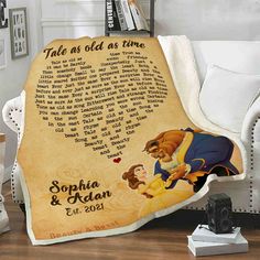 beauty and the beast personalized blanket