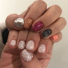 Short Nail Inspi, Multicoloured Nails, Different Color Nails, Gelish Nails, Nail Photos, Short Nail, February 9