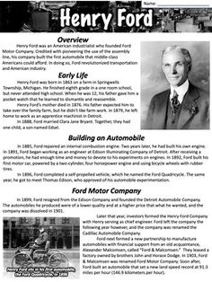 the flyer for henry ford's motor company, which is located in an old photo