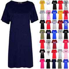 Premium Quality Womens Ladies Plain Oversized Baggy Loose Longline Tunic T-Shirt Mini Tee Dress, Stunning Womens Dresses Long Tshirt Dress, T Shirt Midi Dress, Dark Lip, T Shirt Plain, Cami Dresses, Oversized T Shirt Dress, T Dress, Casual Tunics, Skater Dresses