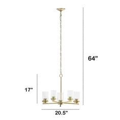 a chandelier with four lights and measurements