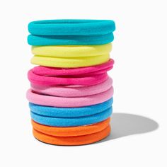 Claire's Rainbow Rolled Hair Ties - 12 Pack Rolled Hair, Decora Accessories, Decora Fashion, Rainbow Roll, Claire's Accessories, Piercing Kit, Everyday Hair, Roll Hairstyle, Rainbow Gift